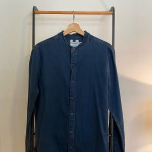 L/S Topman Band Collar Denim shirt. Size Large, Muscle fit